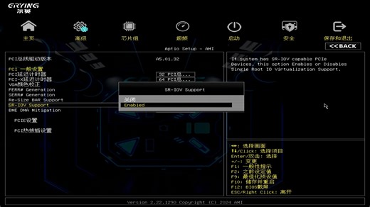 开启 Re-size Bar与sr-iov功能
