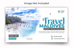 Premium PSD | Maldives travel agency youtube video thumbnail template design