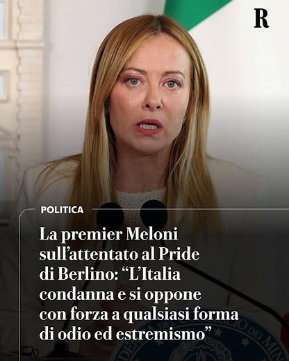 Meloni sull'attentato al Pride di Berlino: “L’Italia contro ogni forma di odio”