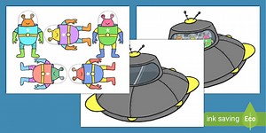 Five Little Men in a Flying Saucer Stick Puppets