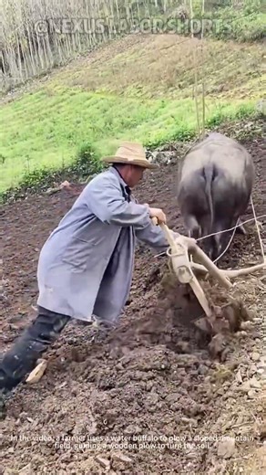 Traditional Buffalo Plowing! Ox-Drawn Plow for Mountain Farming