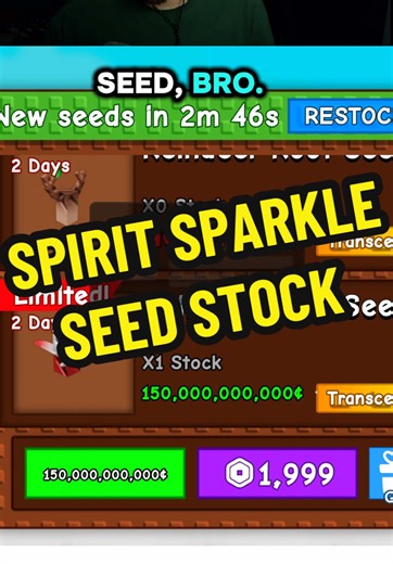 SPIRIT SPARKLE SEED RESTOCK #growagarden #growagarden🥒🌶🍅 #robloxfyp #roblox #jandel