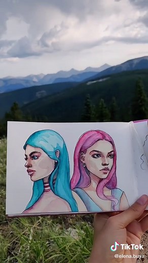 Enjoying summer😊#portraitart #watercolor #artistsoftiktok #artistcheck #watercolorart #artlover #tiktokartists