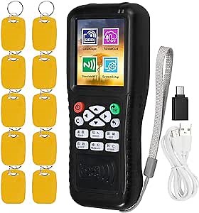 HERNAS RFID Reader Writer Duplicator, Multi Frequencies RFID Smart Card Programmer, Encrypted Card Decoder, with Writable Key Fobs Cards, Free Software (Only for Access Control Using)