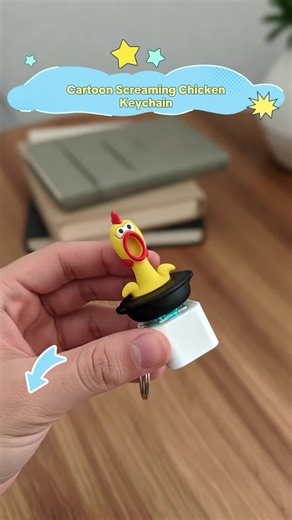 Cartoon Creative Screaming Chicken Voice Button Keychain, High Aesthetic Music Edc Stress Relief, Cute Animal Design Accessory, Sensory Fidget Keychain
