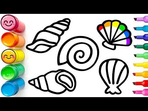 Drawing and Coloring Colorful Shellfish | Easy Step by Step Tutorial for Beginners