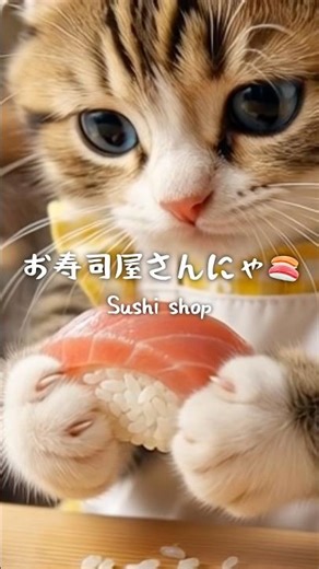 【子猫のミミ】お寿司屋さん🍣子猫のかわいいお仕事Kitten Mimi’s Sushi Shop 🍣 Cute Cat Worker