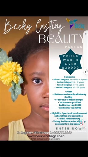 This pageant offers complimentary membership to all participants, and it is worth noting that they will receive free acting training, especially those who advance to the semi-finals. 0836732940 | Becky Casting Agency