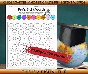 Fry Sight Words Dot Marker Worksheets for Kindergarten and 1st Grade, First 100 Sight Words, Printable PDF Literacy Activity - Etsy Australia