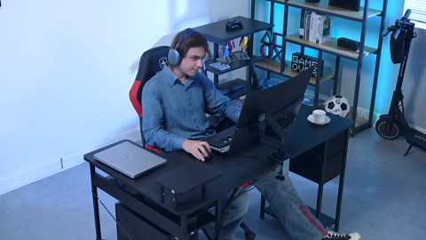 COMHOMA Gaming Desk L Shaped Desk Carbon fiber Style Computer Desk with Drawers Home Office Desks Compatible with Monitor Arm Corner Desk Gaming Table, Easy to Assemble Adjustable Shelf Height(51.18")