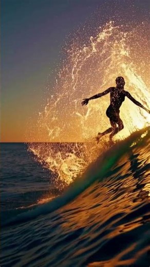 57 Golden Hawaiian Surf 🌅🌊 Silhouette & Waves Mini Escape. #Mi #HawaiiSurf #GoldenHour #OceanWaves