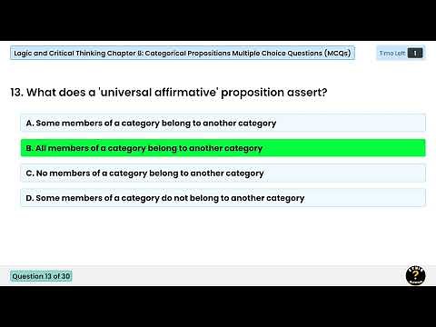 Logic and Critical Thinking Chapter 6 Categorical Propositions Multiple Choice Questions MCQs