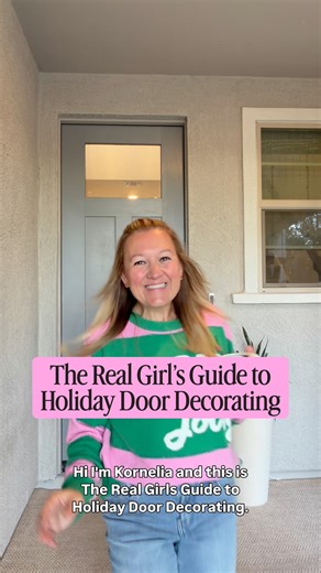 Hi, I’m Kornelia, and this is The Real Girl’s Guide to Holiday Door Decorating. Is your feed filled with complicated holiday DIYs? Because mine is… and we are not doing all that today. First, you’re going to go to DoorSleeves.com to pick out a Holiday Door Sleeve. There’s literally nothing else like them on the market — and let me show you why. They’re made from a soft, satin-like, stretchy, double-sided fabric that hugs your door like a dream. Think of it like a stretchy headband… but for your 