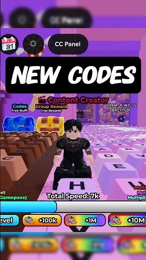 Brand New codes in +1 backflip speed keyboard Roblox #speedkeyboardescape #roblox
