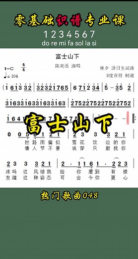 富士山下 富士山下简谱 富士山下吉他谱 8度音符 陈奕迅