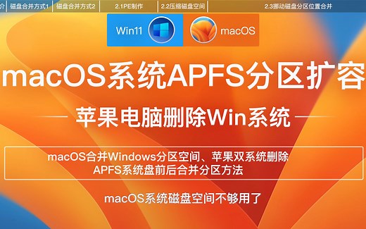 macOS系统APFS格式磁盘扩容格式化,黑苹果双系统删除,APFS硬盘分区前后合并分区操作方法