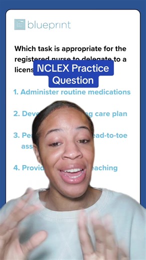 Let’s go through a quick delegation practice question. See if you can get this one correct. Drop your answer in the comments and watch until the end to see how you do. #prenursing #nclex #nursesofinstagram #nursingschool #nursingschooltips #nclextips