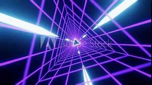 Seamless loop retro 1980s animation triangle grid synthwave tunnel. Background for music video. Video games. Old style. Purple Retro Futuristic 80s Vaporwave 4K Loop Motion Background Animation