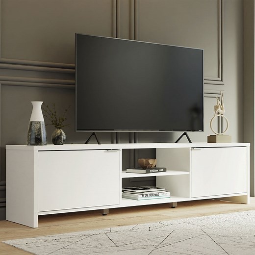 Madesa TV Stand Large Media Console with Cable Management for 65, 75 Inch Media Storage Gaming Living Room Entertainment Center Modern Wooden Television Cabinet - White