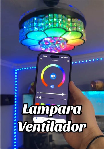 Lámpara moderna con ventilador y control Bluetooth
