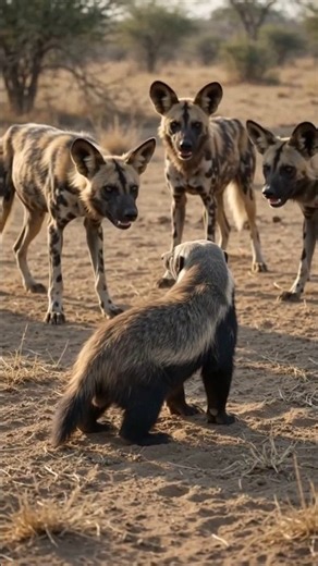 Wild Dogs vs Honey Badger | Dangerous Fight | Wildlife Documentary #shorts