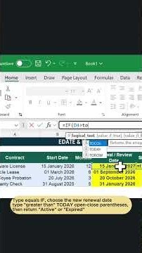 How to Automate Renewal Dates & Status in Excel (EDATE & IF) #excel #exceltricks #exceltutorial