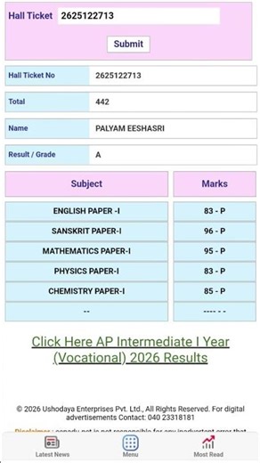 My Sister daughter inter first year result congratulations 🎉🎉