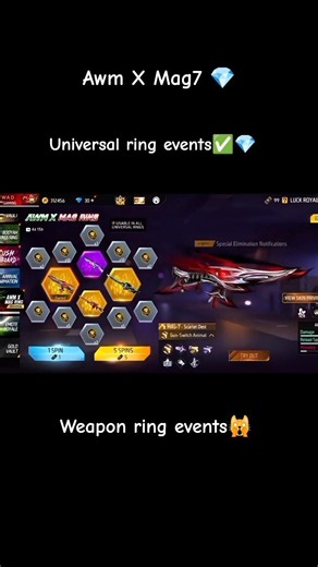 freefire Awm and mag7 universal ring events💎 freefire next universal ring events freefire weapon 💎✅