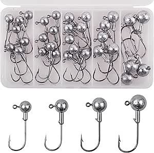 Jig Heads Unpainted Crappie Jig Heads Round Ball Heads Jig Hooks Fishing Jig Heads Saltwater Freshwater Fishing Bass Trout Walleye