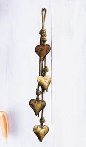 Handmade Heart Bells Hanging Decoration Love Gifts Antique Gold Finish 50 Cm Length Galvanized Metal Heart Wall Décor - Etsy