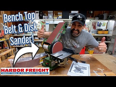 Harbor Freight Bench Top Belt and Disk Sander Unboxing Setup and Test