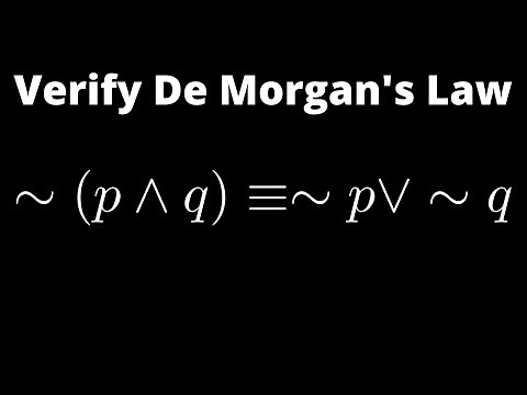 Verify De Morgan's Law by Using a Truth Table: ~(p ^ q) = ~p V ~q