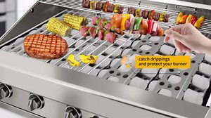GasSaf Heat Plate for Select Turbo BBQ Replacement Parts, 16.5 inch Briquette Tray for Turbo Sts, Elite, Classic Gas Grills, 4-Pack Stainless Steel Heat Plates for Nexgrill Grill Parts(16 1/2 x 6 1/2)