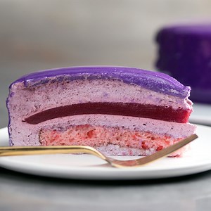 293K views · 4.4K reactions | This berry pleasing mousse cake features layers of strawberry cake, raspberry puree, and blueberry mouse topped with a blackberry glaze. | Sugar Fix | Facebook