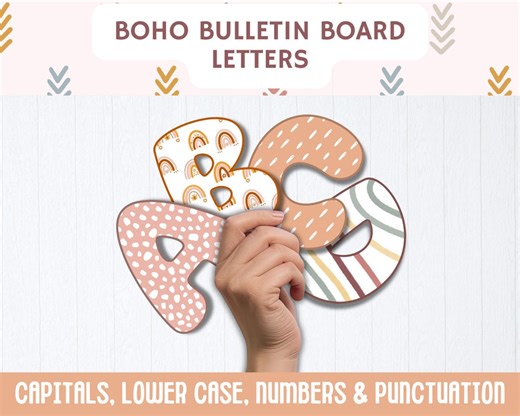 Boho Bulletin Board Bubble Letters and Numbers, Boho Bulletin Boards, Classroom Door Decor, Boho Bulletin Board Kits, Boho Classroom Decor - Etsy