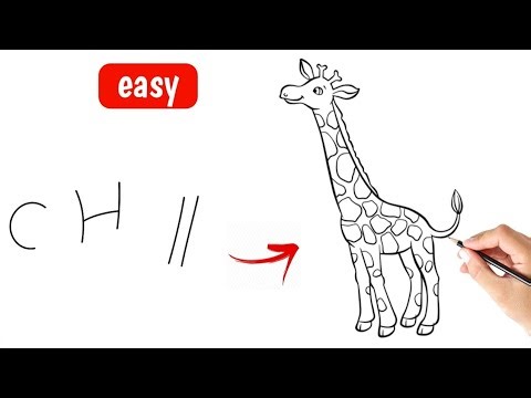 Giraffe drawing for easy steps | draw the picture of giraffe | how to draw a cartoon giraffe