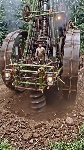 Young Man Builds Giant Bamboo Digging Machine To Create Secret Underground Tunnel City