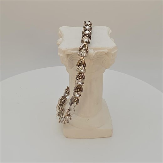 New! Vtg AVON Tennis Bracelet Clear Crystals Silver Tone W Patina 6.75" in Box - Etsy