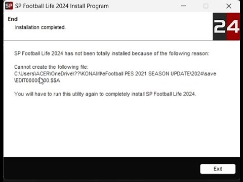 Cara Install | SP Football Life 2024 has not been totally installed because of the following reason