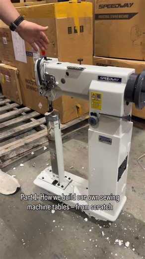 Supra Sewing | Sewing Machines on Instagram: "We’re building a custom table for a post-bed sewing machine that stands about 17.7 inches tall. This machine was ordered by a client in Orlando, and today you’re watching the first step of the process as we fabricate the table specifically for this setup. #sewingmachines #industrialsewingmachine #sewingtutorial #suprasewing"