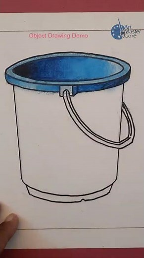Bucket Drawing with Oil Pastels #short #shorts #ytshorts #objectdrawing #drawingexam