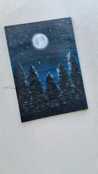 Easy Moonlight Forest Acrylic Painting - Beginners #art #artshorts #acrylicpainting #paintng #shorts
