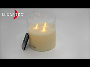 Bougie à LED télécommandée en cire véritable avec 3 flammes vacillantes Lunartec en 360°[PEARLTV.FR]