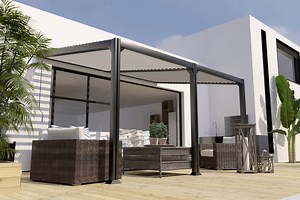 Pergola adossée aluminium gris anthracite, Melbourne 3X4 m | Leroy Merlin