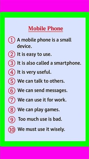 10 Lines On Mobile Phones in English! #mobilephoneparagraph #paragraphwriting #mobilephone