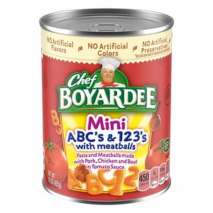 Chef Boyardee Mini ABC's and 123's with Meatballs in Tomato Sauce, Ready-to-Eat Meal, 15 oz. Can