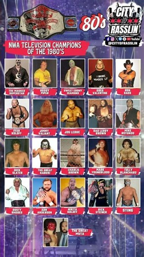 🏆#NWA Television Champions of the 1980's | #nwawrestling #sting #dustyrhodes #roddypiper