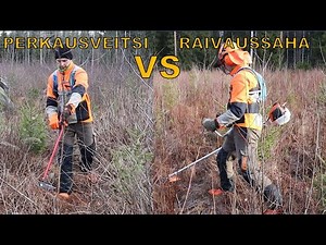 A cutting knife and a brush saw compared