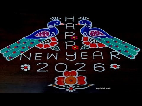 14*2 Beautiful dot rangoli 🌺 New year rangooli 🌺 peacock rangoli 🌺