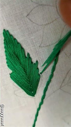 easy leaf embroidery #shorts #trending #embroidery #stitch #handembroidery